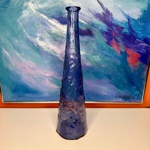 Periwinkle Purple Empoli Decanter Glass Bottle Only Vintage Rare Amethyst Vase